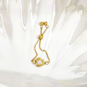 Bagues En Acier Inoxydable Étanches Couleur Or Avec Zircon, Motif Floral h5 Image3
