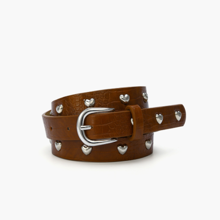 Ceinture En Cuir Pu Unie Couleur Cœur, Collection Simple, Décontractée