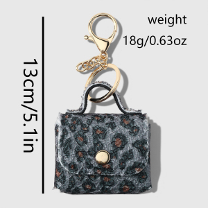 Étui À Écouteurs Simple Series Daily À Imprimé Léopard Et Animal, Avec Breloques Pour Sac Et Étui À Écouteurs En Alliage. h5 Image2