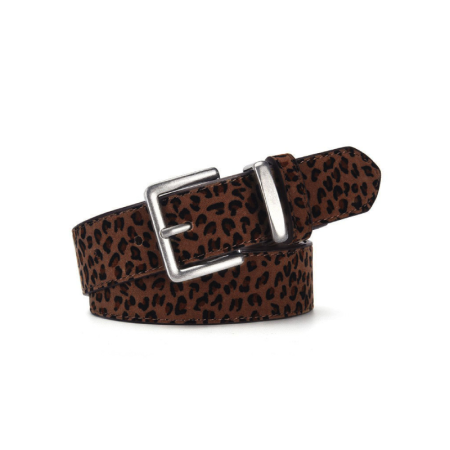 Ceinture En Daim Imprimé Léopard Simple Series Daily, Couleur Unie