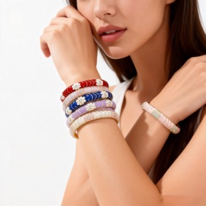 Bracelets Pour Femmes En Alliage Doré À Motif Floral Rétro Et Multicolore, Collection Romantique h5 Image2