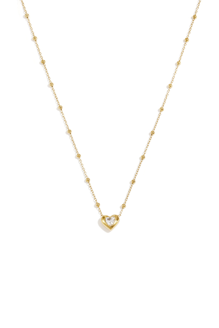 Collier Pendentif Cœur En Acier Inoxydable Plaqué Or 14 Carats, Collection Daily Simple, Bijoux Pour Femmes