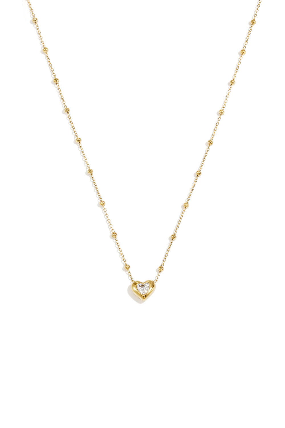 Collier Pendentif Cœur En Acier Inoxydable Plaqué Or 14 Carats, Collection Daily Simple, Bijoux Pour Femmes