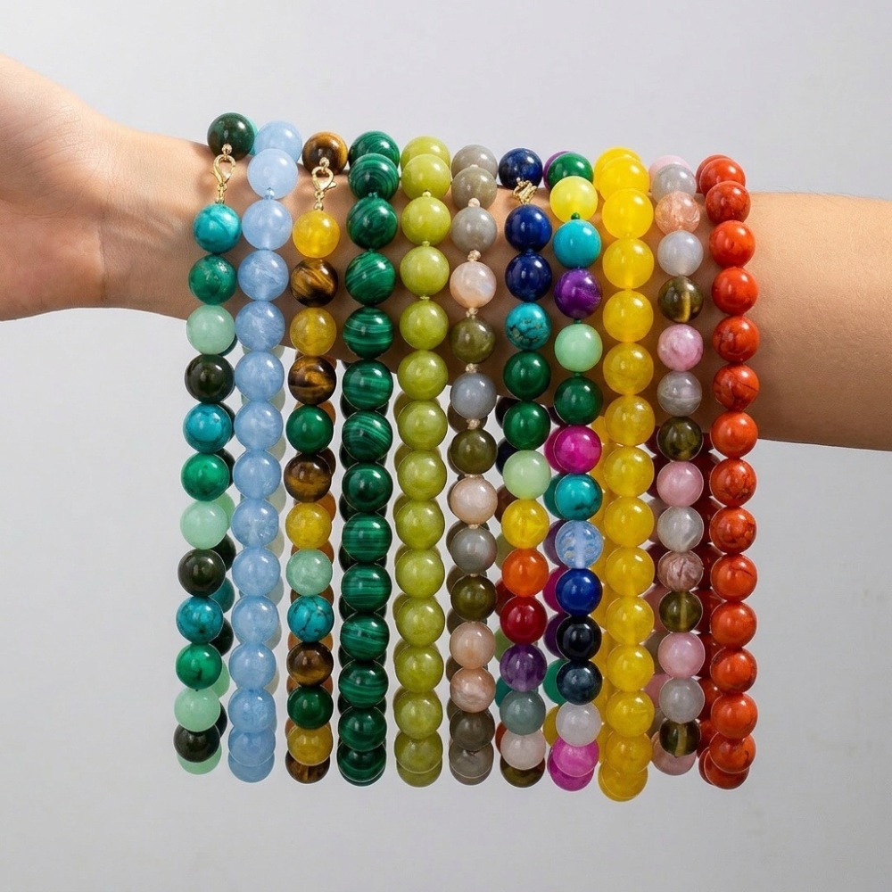 Colliers Basiques Pour Femmes En Résine Dégradée De Couleurs, Collection Daily Beads De La Série Simple h5Image4