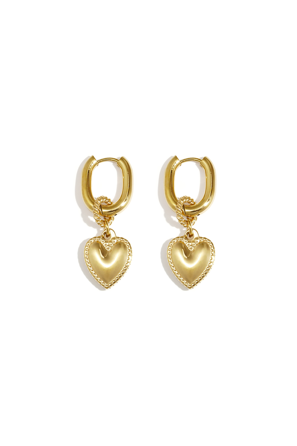 Boucles D'Oreilles Pendantes En Acier Inoxydable En Forme De Cœur, Collection Simple Simple, Bijoux Pour Femmes 