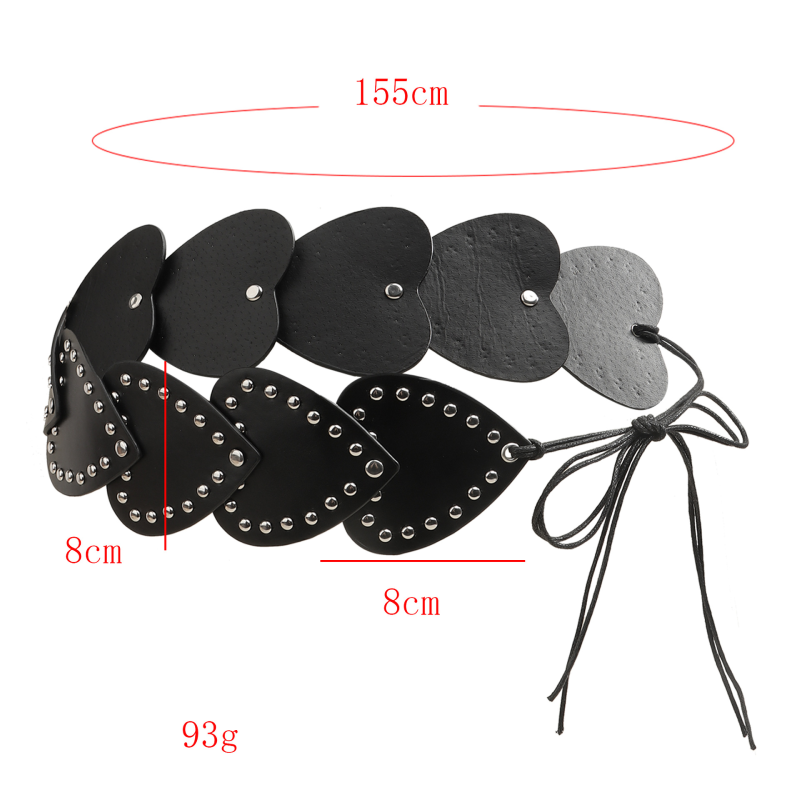 Ceinture Décorative Rétro En Pu À Rivets En Forme De Cœur, Série Classique Image4