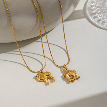 Colliers Avec Pendentif En Forme D'Animal, En Acier Inoxydable Étanche, Couleur Or 2