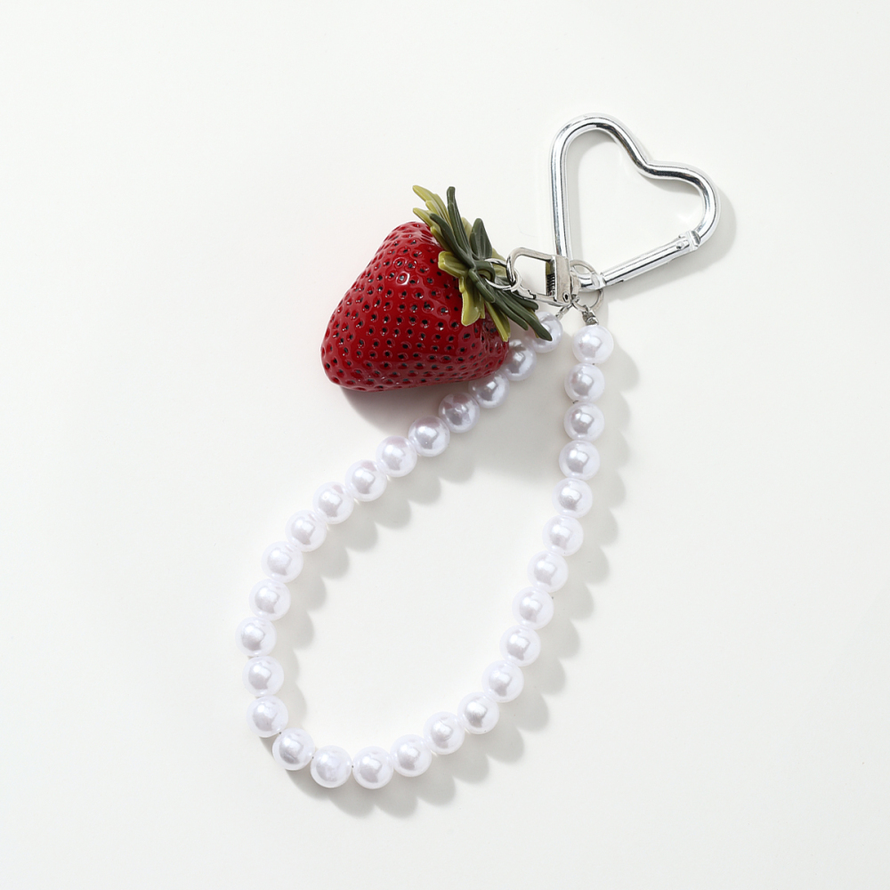 Perles De Fruits Quotidiennes Simple Series Fraise Porte-Clés En Alliage Pour Sac Image6
