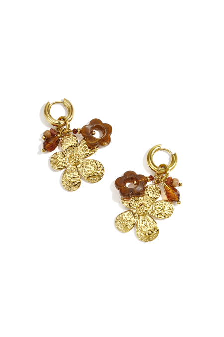 Boucles D'Oreilles En Perles D'Acier Inoxydable, Style Floral, Collection Daily Simple, Bijoux Pour Femmes
