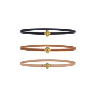 Ceinture En Cuir Pu De Qualité Supérieure, Élégante Et Unie, Motif Trèfle, Série Simple h5 Image2