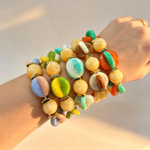 Bracelets En Perles Acryliques Multicolores En Forme De Disque Pour Femmes h5 Image2