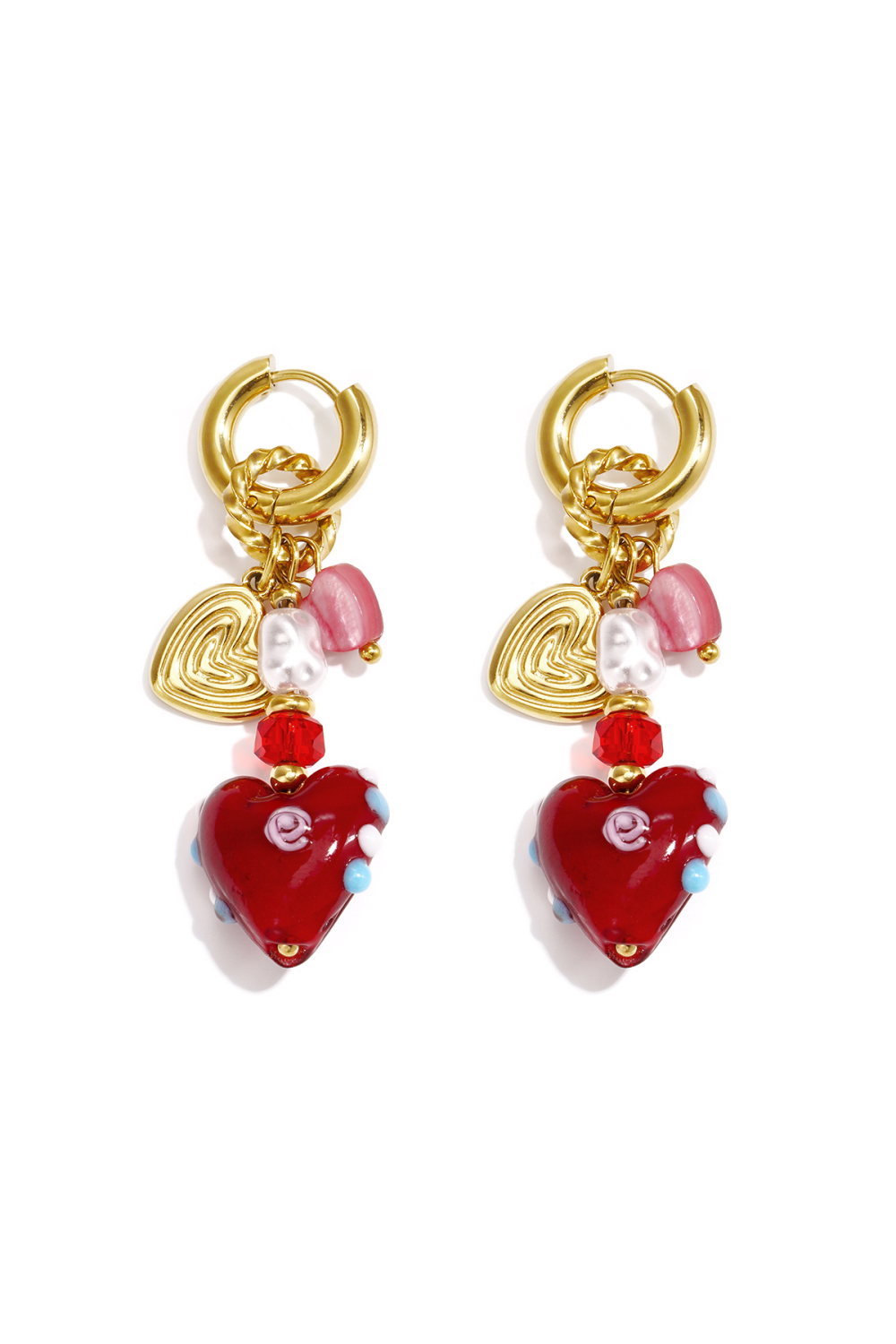 Boucles D'Oreilles En Acier Inoxydable Avec Perles En Forme De Cœur, Collection Daily Simple, Bijoux Pour Femmes 