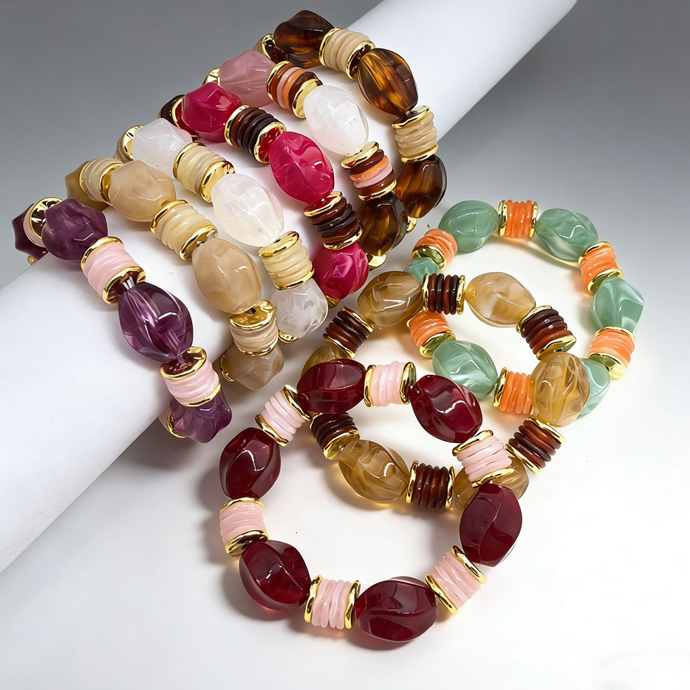 Bracelets De Perles En Résine À Dégradé De Couleurs Pour Femmes Image2