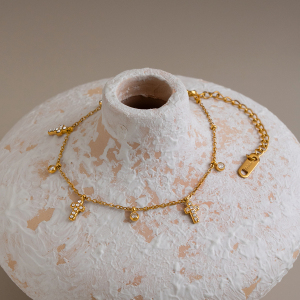 Bracelet Chaîne Femme En Acier Inoxydable Doré, Étanche, En Forme De Croix, À Porter Au Quotidien h5 Image3