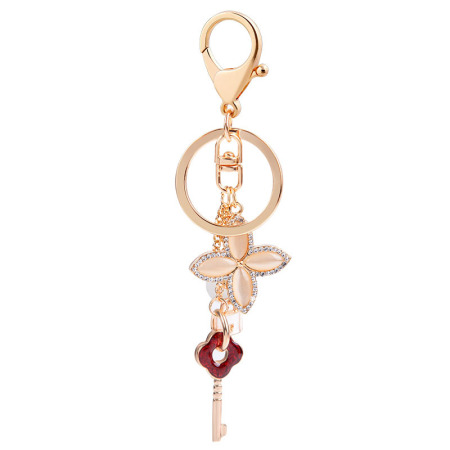 Porte-Clés Quotidien Simple Series Clover Lock En Alliage Et Strass