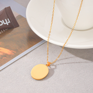 Colliers Pendentifs Pour Femmes Simple Series Daily Circle En Acier Inoxydable, Étanches, Couleur Or, Avec Pierre Naturelle Et Zircon. h5 Image7