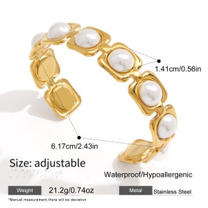 Bracelet Jonc Classique Élégant En Acier Inoxydable, Forme Géométrique Patchwork, Couleur Or, Pour Femme h5