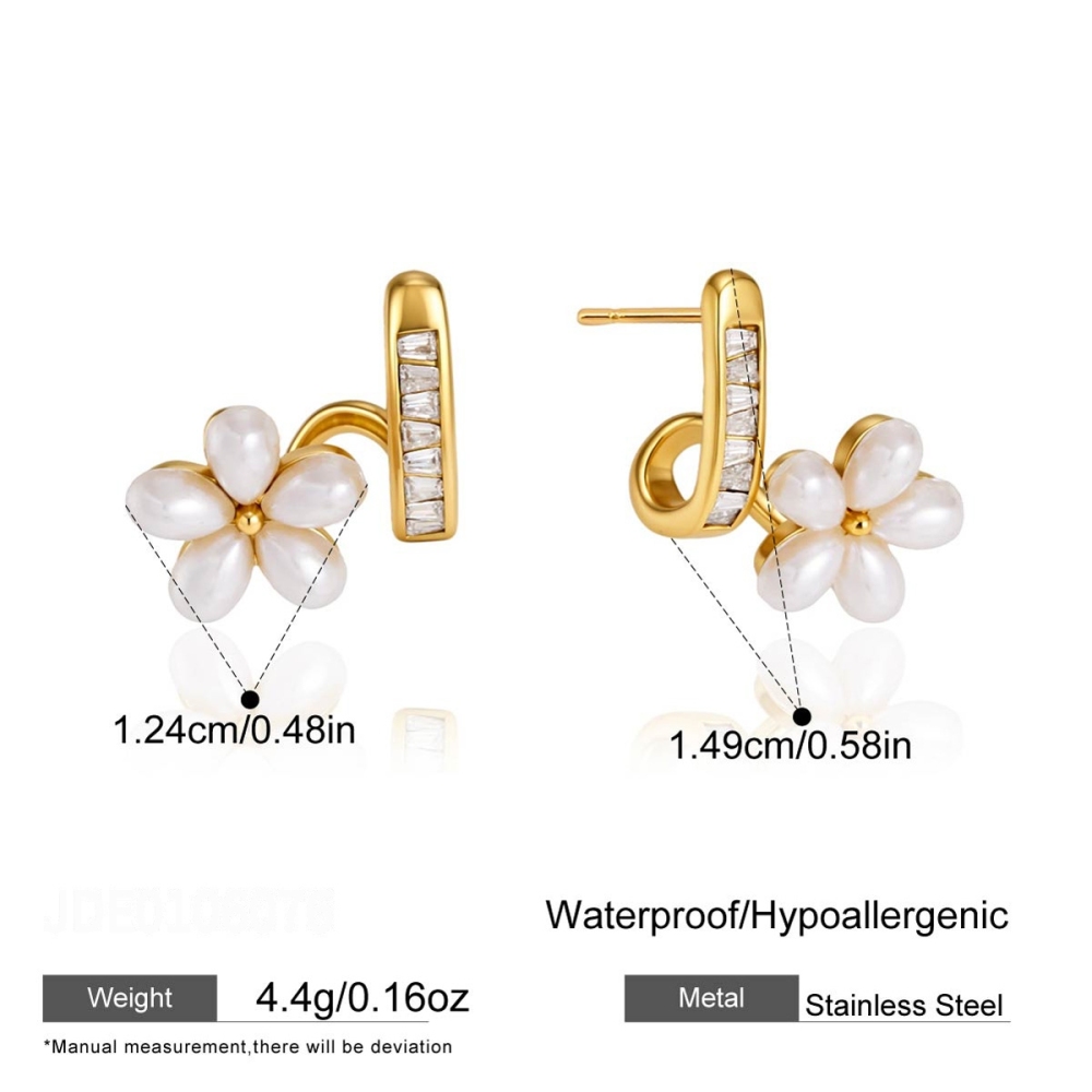 Boucles D'Oreilles Puces Élégantes Pour Femmes, En Acier Inoxydable Doré, De Forme Irrégulière Et De Couleur Naturelle, Collection Romantique 