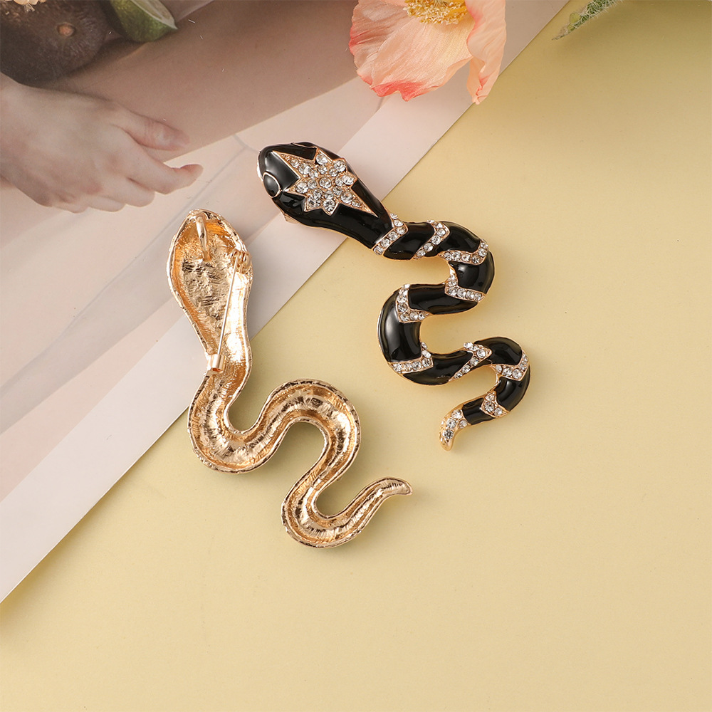 Broches De Luxe Rétro En Alliage Et Strass, Motif Serpent Image3