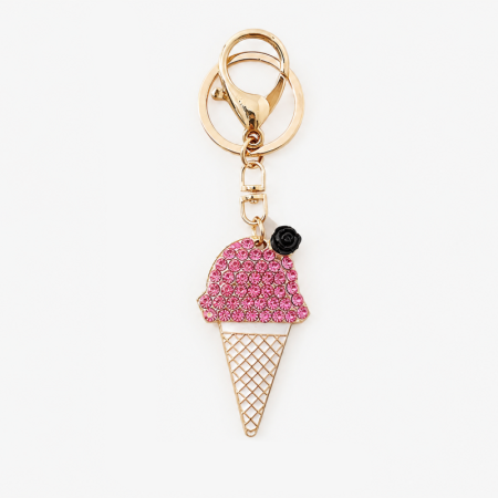Porte-Clés Simple Series Daily Rose En Alliage Alimentaire, Strass Et Perle Artificielle