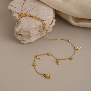 Bracelet Chaîne Femme En Acier Inoxydable Doré, Étanche, En Forme De Croix, À Porter Au Quotidien h5 Image2