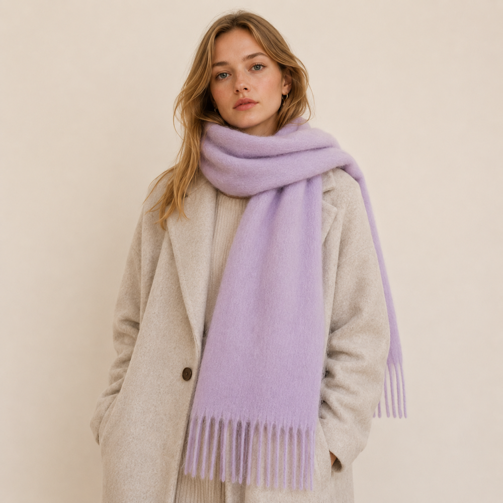 Écharpes D'Hiver En Laine Et Polyester À Pompons, Couleur Unie, De La Série Simple Image3