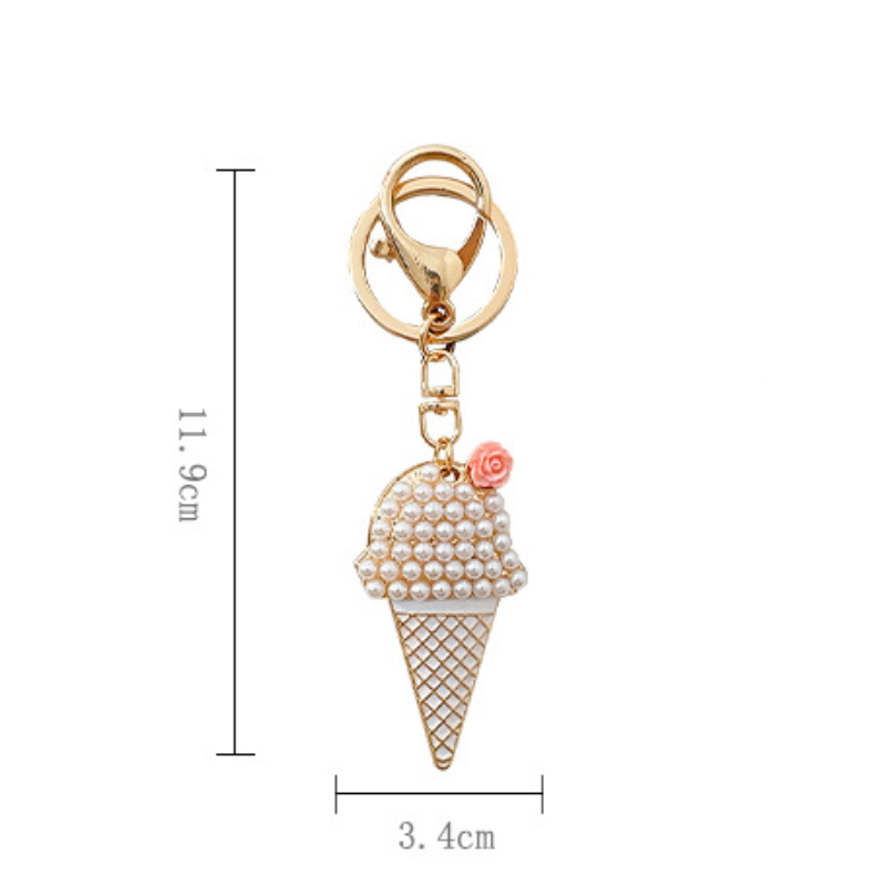 Porte-Clés Simple Series Daily Rose En Alliage Alimentaire, Strass Et Perle Artificielle h5Image2
