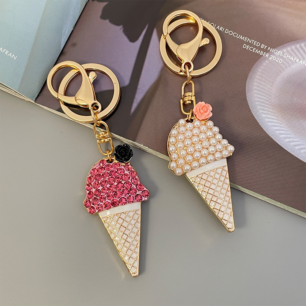 Porte-Clés Simple Series Daily Rose En Alliage Alimentaire, Strass Et Perle Artificielle h5Image3