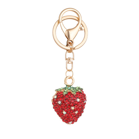 Porte-Clés Quotidien Luxueux En Alliage Et Strass, Motif Fraise, Collection Daily, Collection Fraise.