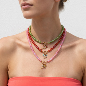 Colliers De Perles En Forme De Cœur, En Acier Inoxydable, Imperméables, Couleur Or, Avec Pierres Naturelles, Collection Simple Series Daily Heart Beads h5 Image2