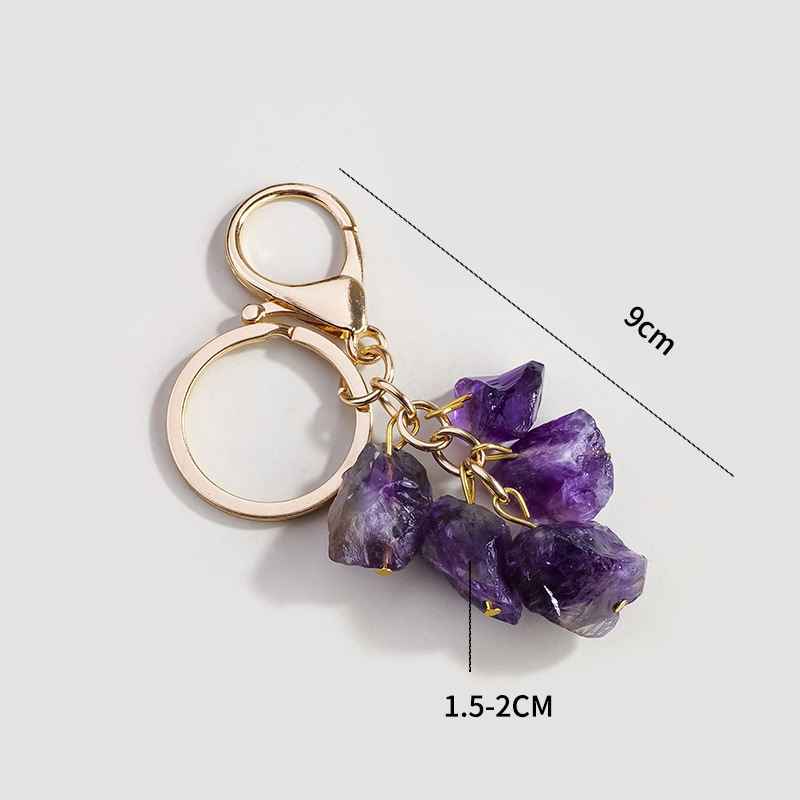 Porte-Clés En Cristal Naturel En Forme De Cœur, Style Simple Et Irrégulier, Collection Daily.