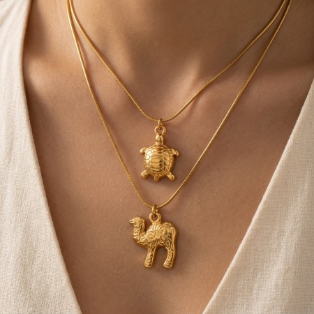 Colliers Avec Pendentif En Forme D'Animal, En Acier Inoxydable Étanche, Couleur Or