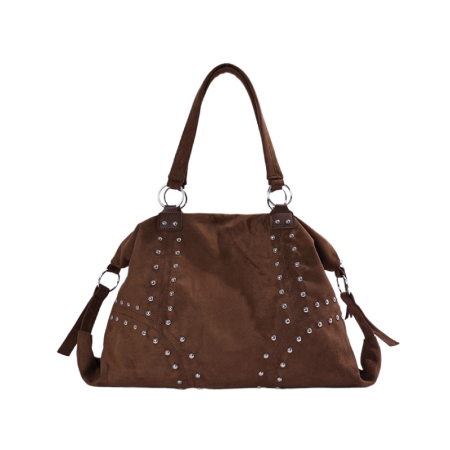 Sacs À Bandoulière Carrés Pour Femmes, Style Décontracté, Ornés De Clous Métalliques Et De Rivets En Daim Uni