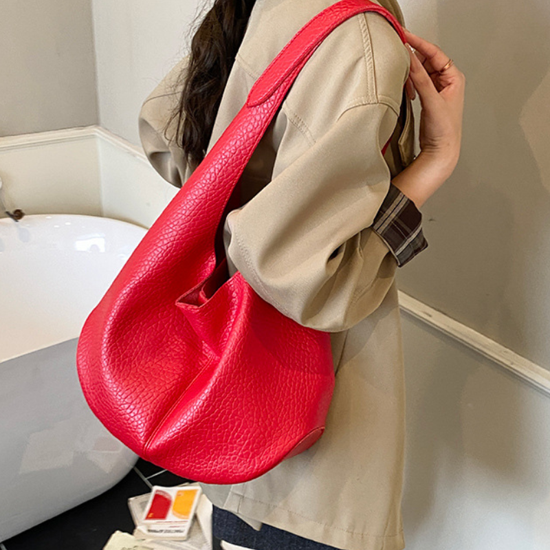 Sacs À Bandoulière Ronds Pour Femmes, Style Minimaliste, Couleur Unie, En Pu h5Image8