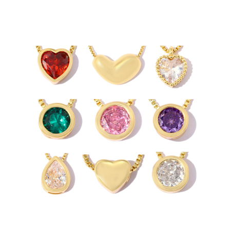 Pendentifs Pour Femmes En Forme De Cœur, Couleur Cuivre Doré, Avec Zircon, De La Série Simple À Faire Soi-Même