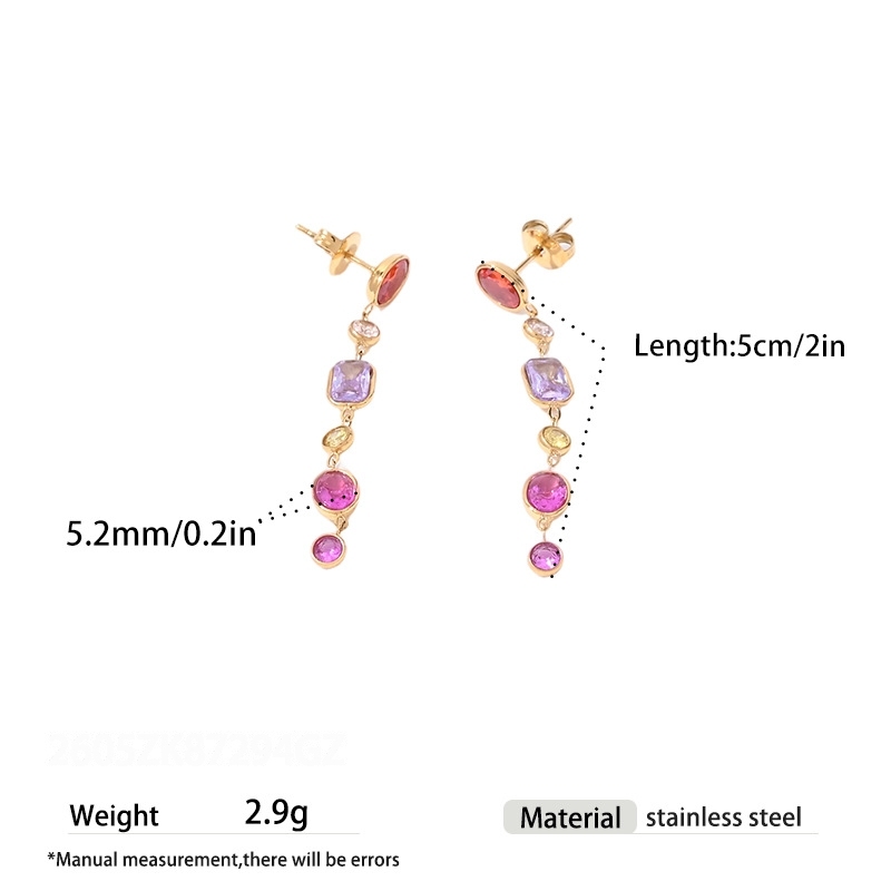 Boucles D'Oreilles Pendantes Pour Femme, En Acier Inoxydable Doré, Forme Géométrique Trèfle, Étanches, Avec Zircon, Collection Luxuious Series.