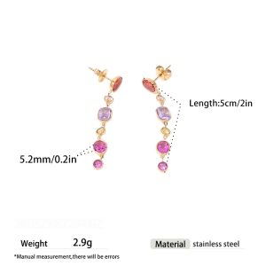 Boucles D'Oreilles Pendantes Pour Femme, En Acier Inoxydable Doré, Forme Géométrique Trèfle, Étanches, Avec Zircon, Collection Luxuious Series. h5