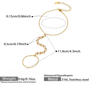 Chaîne De Main Pour Femme En Acier Inoxydable Doré, Ornée D'Un Zircon Et Sertie D'Un Cœur, Collection De Luxe h5 