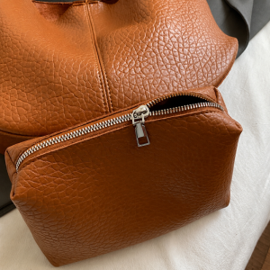 Sacs À Bandoulière Ronds Pour Femmes, Style Minimaliste, Couleur Unie, En Pu h5 Image6