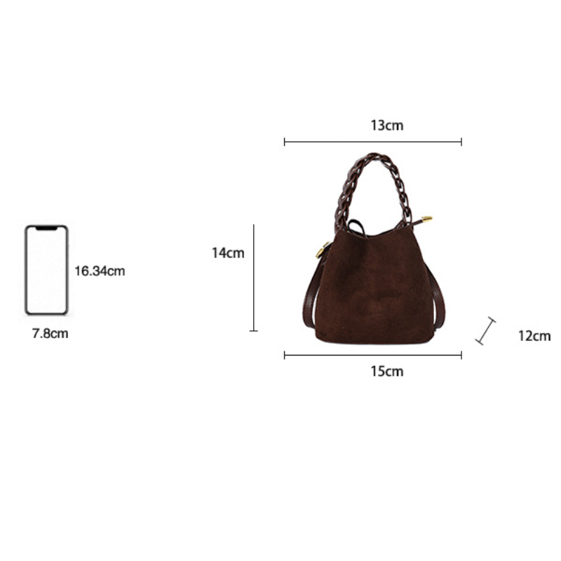 Sac Seau Pour Femme En Daim Tissé, Style Décontracté, Couleur Unie h5Image8