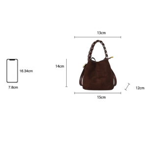 Sac Seau Pour Femme En Daim Tissé, Style Décontracté, Couleur Unie h5 Image8