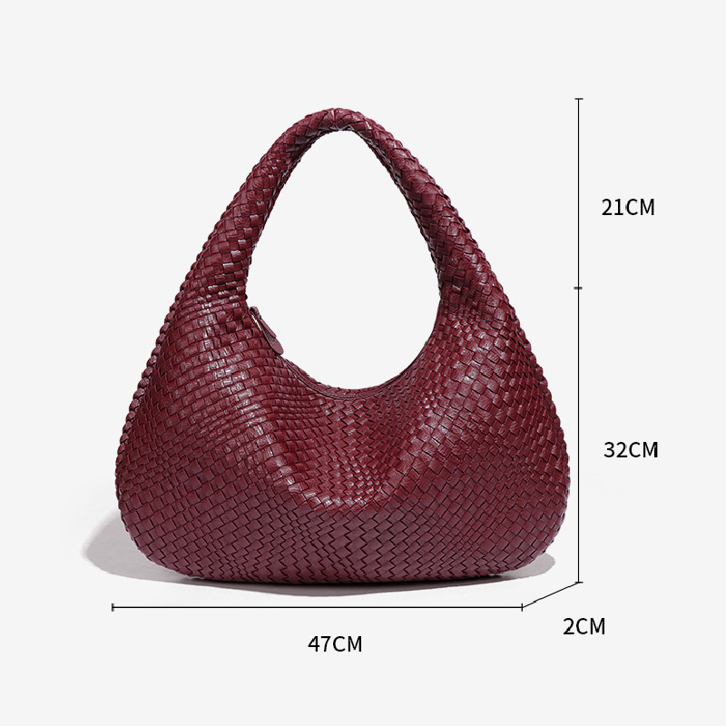 Sacs À Main Ronds Pour Femmes, Style Minimaliste, Couleur Unie, En Pu De Qualité Supérieure Tissée h5Image7