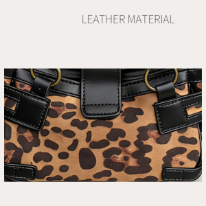 Sacs À Main Carrés Pour Femmes En Pu, Style Streetwear, Avec Quincaillerie Métallique, Patchwork Imprimé Clouté Et Imprimé Léopard, Fermoir À Rivets. h5 Image5