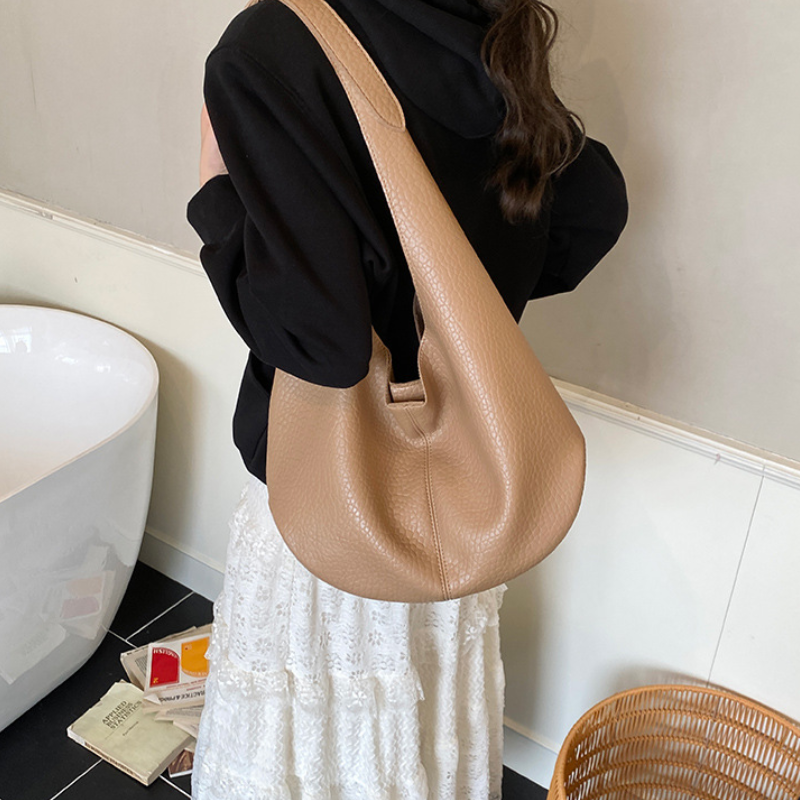 Sacs À Bandoulière Ronds Pour Femmes, Style Minimaliste, Couleur Unie, En Pu h5Image7