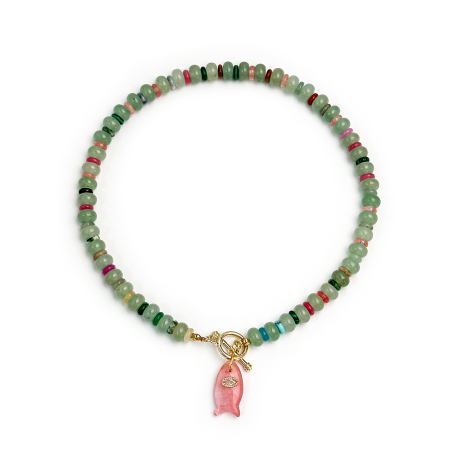 Colliers De Perles Élégants Pour Femmes, Collection Romantique, Motif Poisson Dégradé De Couleurs, Pierres Naturelles, Couleur Or