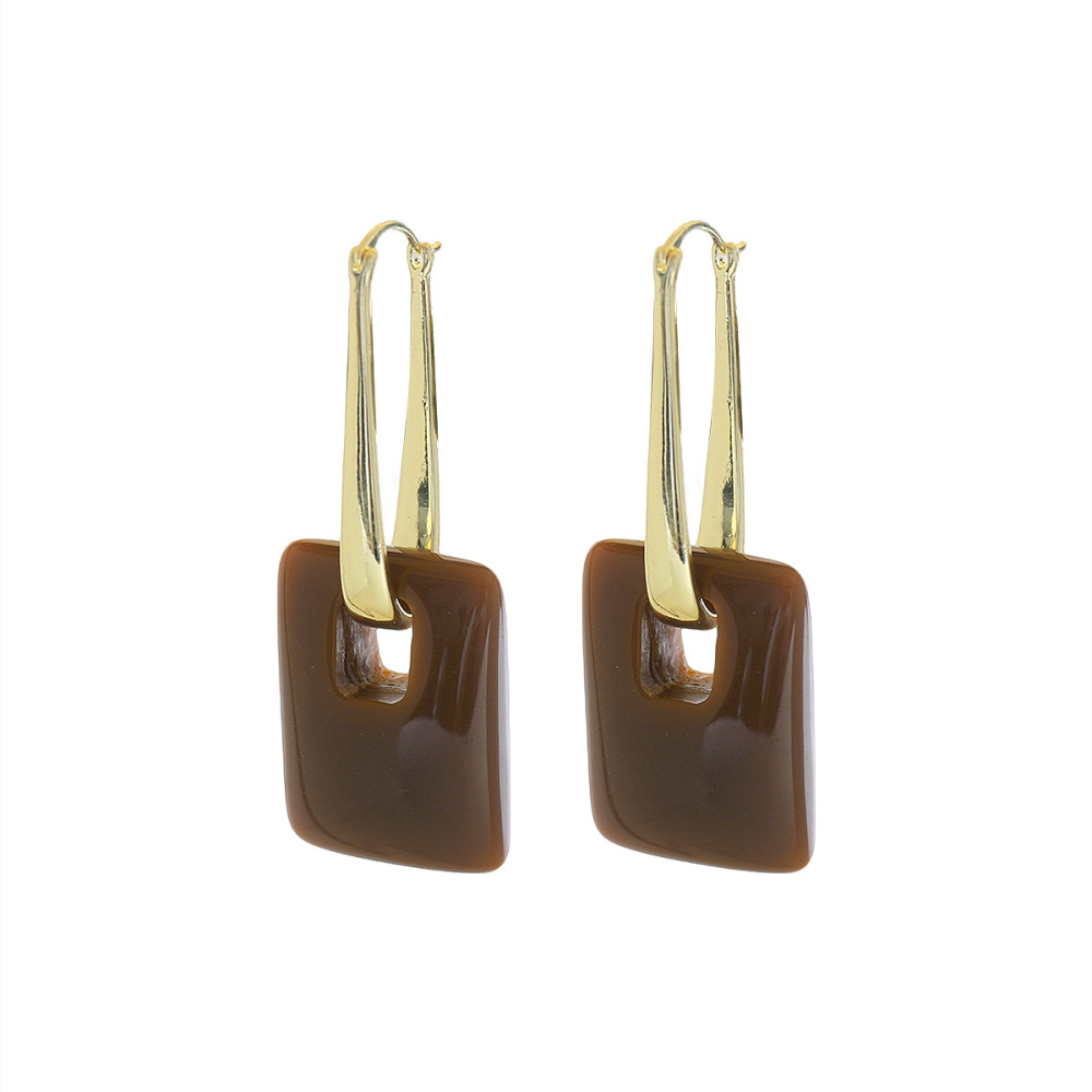 Boucles D'Oreilles Pendantes Pour Femmes, En Résine, Forme Géométrique Simple Image2