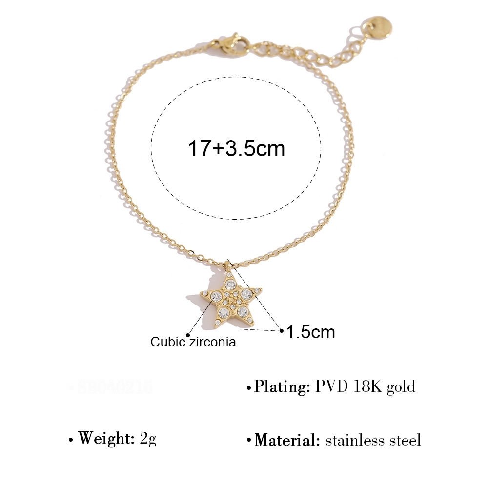 Bracelet À Breloques Pour Femme En Acier Inoxydable, Étanche, Couleur Or, Avec Lettre Lune Et Strass. 