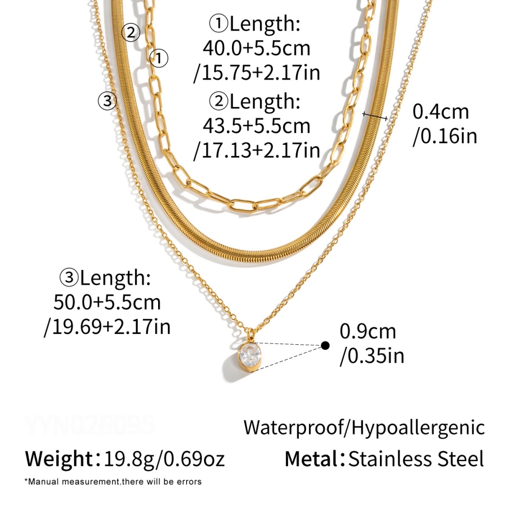 Colliers Superposés Pour Femmes En Acier Inoxydable Étanche, Couleur Or, Avec Zircon 