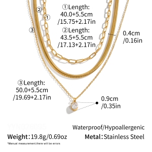 Colliers Superposés Pour Femmes En Acier Inoxydable Étanche, Couleur Or, Avec Zircon h5 