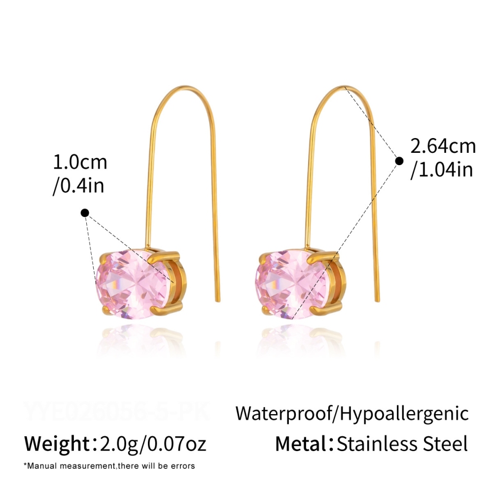 Boucles D'Oreilles Pendantes Pour Femme, Forme Géométrique En Forme De Cœur, En Acier Inoxydable Étanche, Couleur Or Et Zircon. 